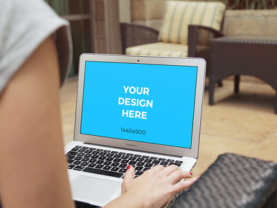 Woman working on MacBook Air - Free Mockup