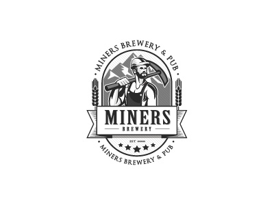 Miners 01 beer branding brewery design logo miner retro vintage