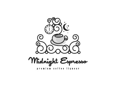 Midnight Espresso branding cafe coffee logo moon midnight