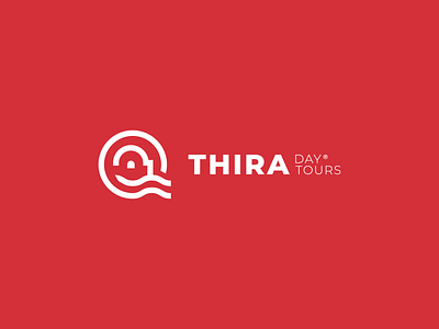 Thira Day Tours badge brand branding design greece logo minimal red santorini travel vector