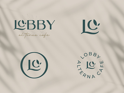 Lobby Al Terna Cafe badge brand branding cafe coffee design green illustration logo minimal vector
