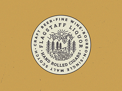 flagstaff liquor badge brand branding design illustration liquor logo