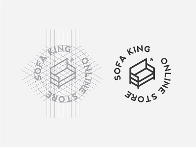 Sofa King logo design construction badge construction design furniture grid logo minimal sofa