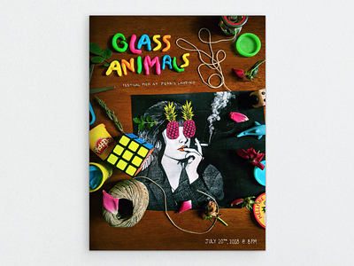 Glass Animals Concert Poster branding collage concert poster glass animals graphic design illustration music