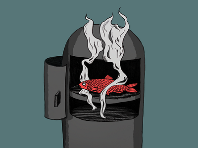 A Red Herring bait digital fish herring illustration ink inktober inktober 2019 red herring smoke