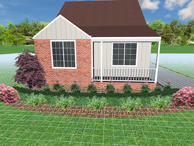 Residential front sample design flowering shrubs landscape