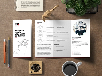 Brochure for Robotic solutions artificial intelligence branding brochure design cloud robotics illustration minimal print design robot robotics