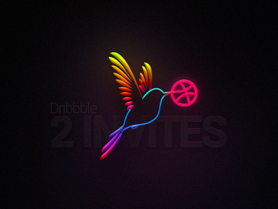 Dribbble Invites available bird colourful creative dribbble illustration invitation invite shibupavizha talent