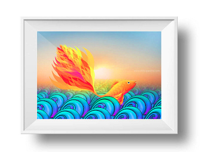 Golden fish-Digital illustration art colourful digital illustration photoshop shibupavizha