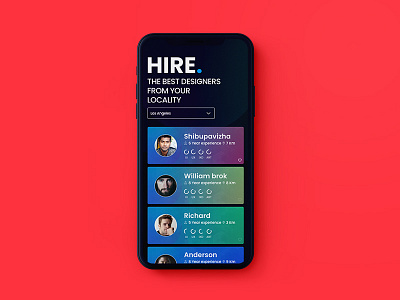 Designer hiring App appdesign colourful designer gradient hiring ios app iphonex search shibupavizha
