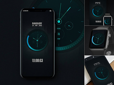 UI Design-Dark Theme appdesign black theme vibrant clock ui iphonex dark theme uidesign dashboard ios12 mobile app ios startup uikit uiseries