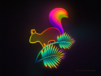 Gradient Art Series - Squirrel colourful illustration