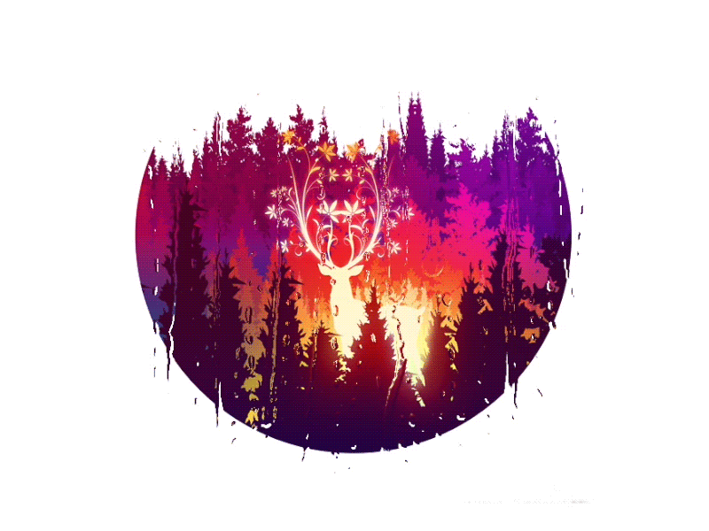 Digital Illustration colourful deer digital art illustration forest leaves nature photoshop