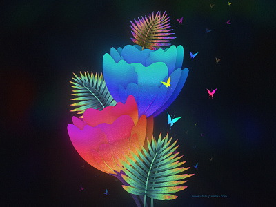Happiness blooms from within-Digital Illustration art colourful digital art illustration flower gradient leaves nature photoshop vibrant