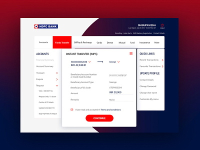 HDFC Banking- Web App appdesign banking finance hdfc uidesign uiux visualdesign webapp