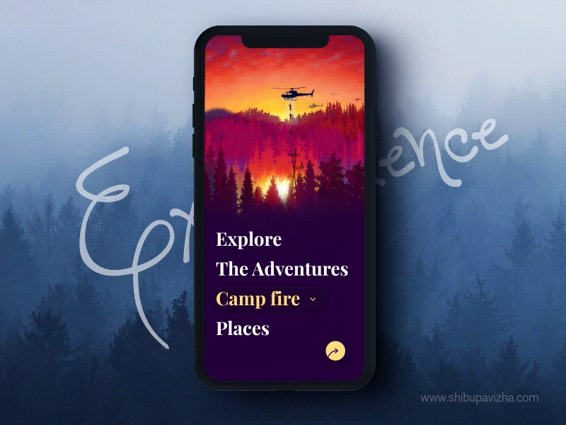 App for Exploring Adventurous Places appdesign booking illustration illustrative interaction iosapp minimal mobileapp shibupavizha travel vibrantdesign