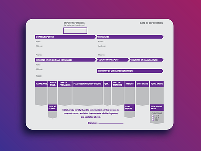 Shipment Invoice Design for a Courier Company