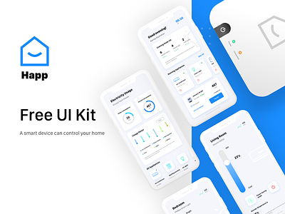 Smart Home App Free UI Kit app dashboard design free home illustration. interaction interface smart ui kit