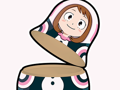 Ochaco Matryoshka anime bnha characters cute dolls flat illustration illustrator stickers toys vector vector art