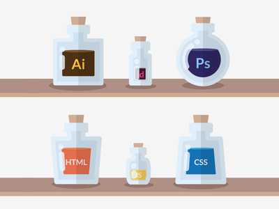 Skill potions flat icon illustration potions rpg vector