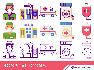 Hospital Icons ambulance doctor dribbble evesnowtear flat hospital icon iconset medicine vector