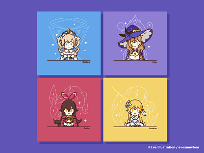 Genshin Impact Compile Characters. character characters cute dribbble evesnowtear flat genshin genshin impact icon illustration vector