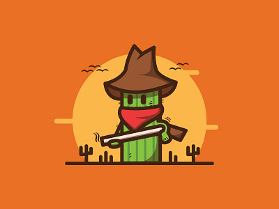 Cactus Sheriff cactus cute evesnowtear flat outline sheriff vector