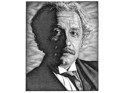 Albert Einstein albert einstein black and white einstein engraving handdrawn line art lineart pen and ink pen ink portrait traditionalart
