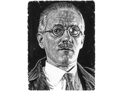 James Joyce black and white hand drawn james joyce line art lineart pen and ink pen ink portrait