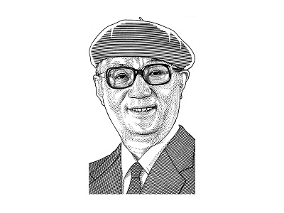 The Father of Manga hedcut pen ink portrait stipple