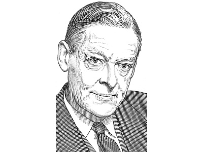 T. S. Eliot hedcut pen ink portrait stipple