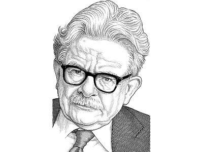 Elias Canetti hedcut pen ink portrait stipple