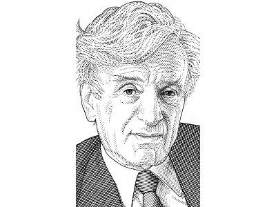 Elie Wiesel hedcut pen ink portrait stipple