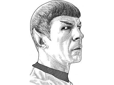 Spock hedcut pen ink portrait star trek stipple