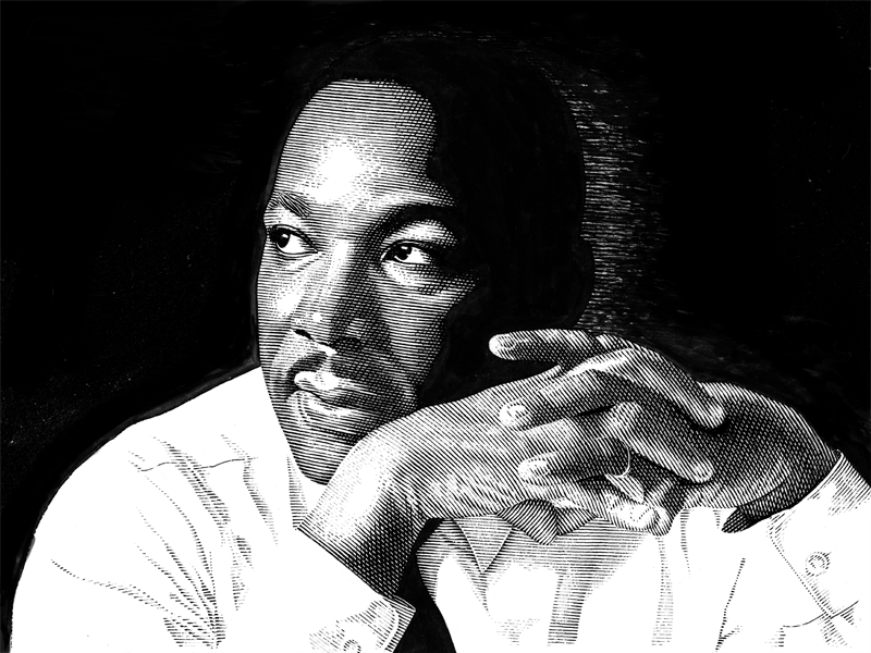 Martin Luther King Jr. ink line art pen portrait