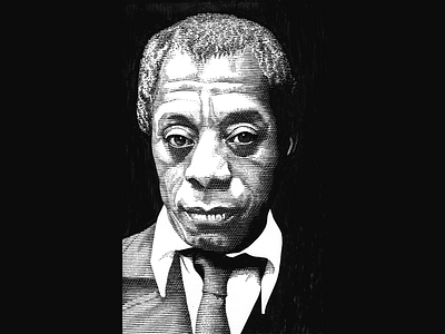 James Baldwin ink line art pen portrait