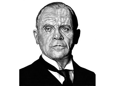 Anthony Hopkins line art pen ink