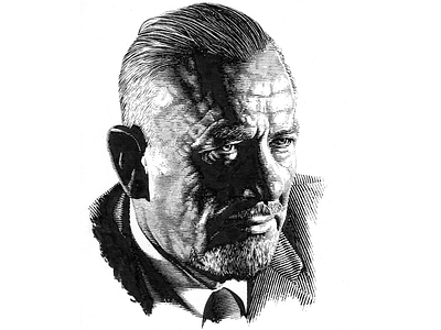 John Steinbeck ink lineart pen and ink portrait