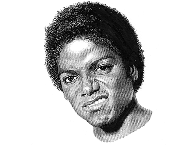 Michael Jackson black and white lineart pen and ink portrait