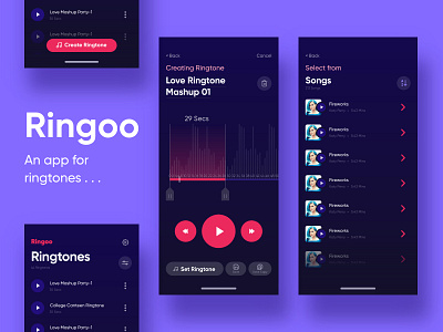 Ringoo - A app to create and manage your ringtones. firstshot music app music player uidesign visual design
