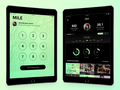 WIP - Mile dashboard graph health login monochrome running wellness womens workout