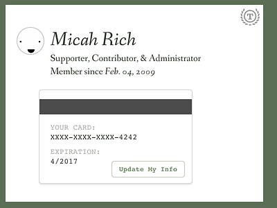 Embeddable Profiles credit card typography