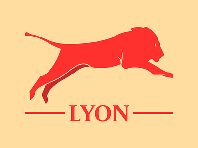 Jumping Lion (Lyon) Logo and Wordmark adobe illustrator bezzina designs brand identity graphic design identity lion design lion logo logo design logo mark logomark