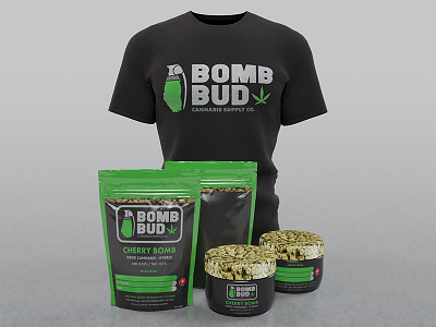 Bomb Bud - 3D Mockup Render 3d render adobe dimension brand identity branding cannabis design graphic design logo logo design marijuana product design weed