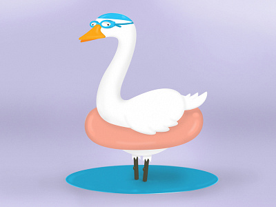 Swans a Swimming character design styleframe