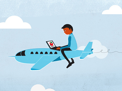 Internet plane aviation blue character illustration texture