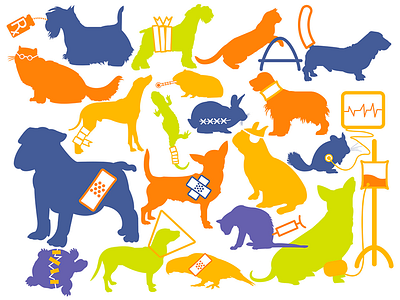 Pet Store Mural animals branding cats dogs mural pets vector