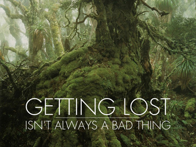Getting Lost forest green thin typography
