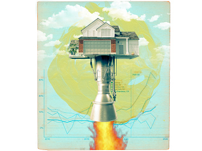 Housing boom collage digital art editorial illustration illustration magazine illustration