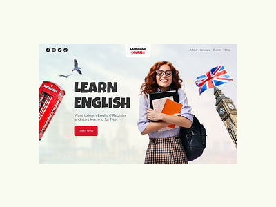 Online Courses Landing Page design english courses landing page language courses ui ui design web design